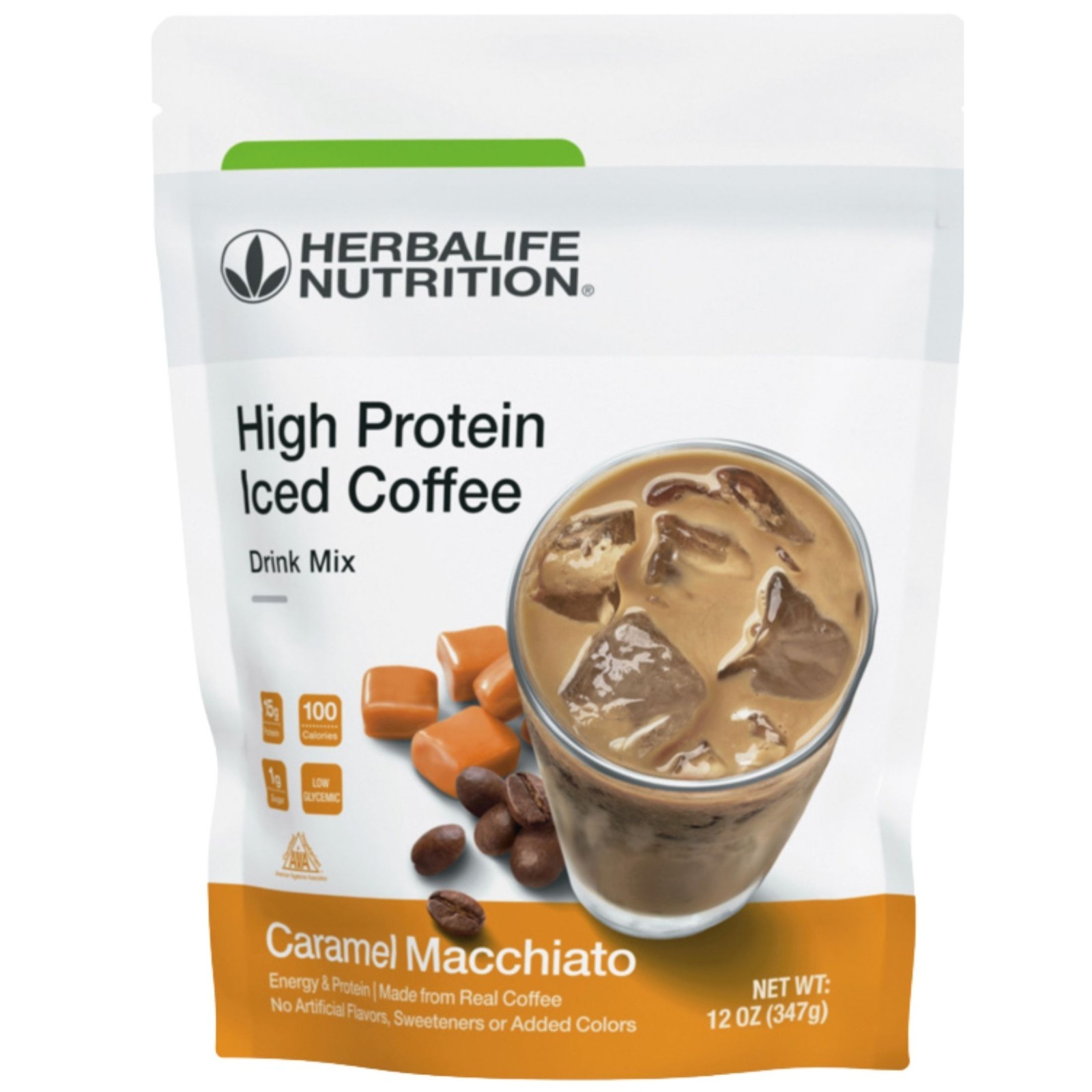 Herbalife Nutrition High Protein Iced Coffee Caramel Macchiato Drink Mix, 12 oz