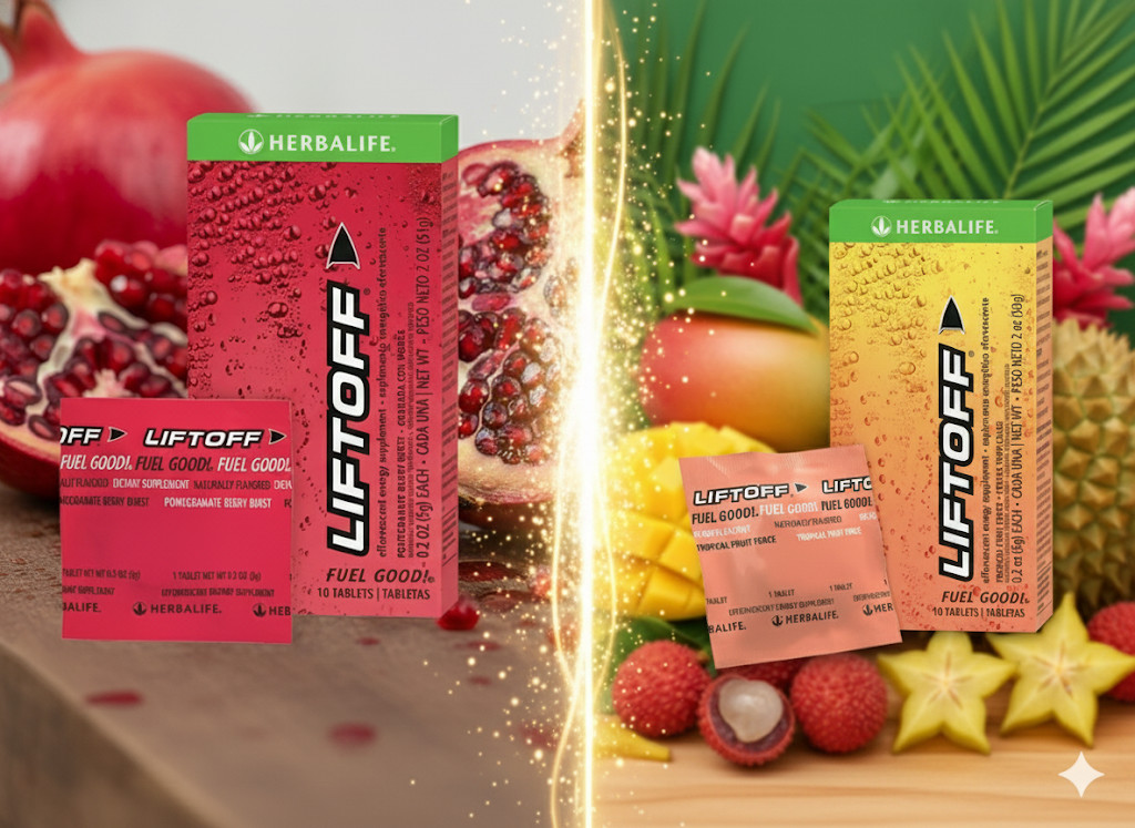 Herbalife Liftoff Energy 2‑Pack (Exp. 05/2027, 10 Tabs/Pack) Pomegranat&Tropical