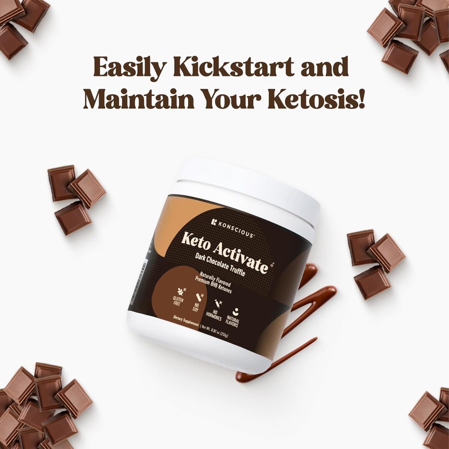 Konscious Keto Dark Chocolate Truffle – 10oz Exogenous Ketone Powder Delight