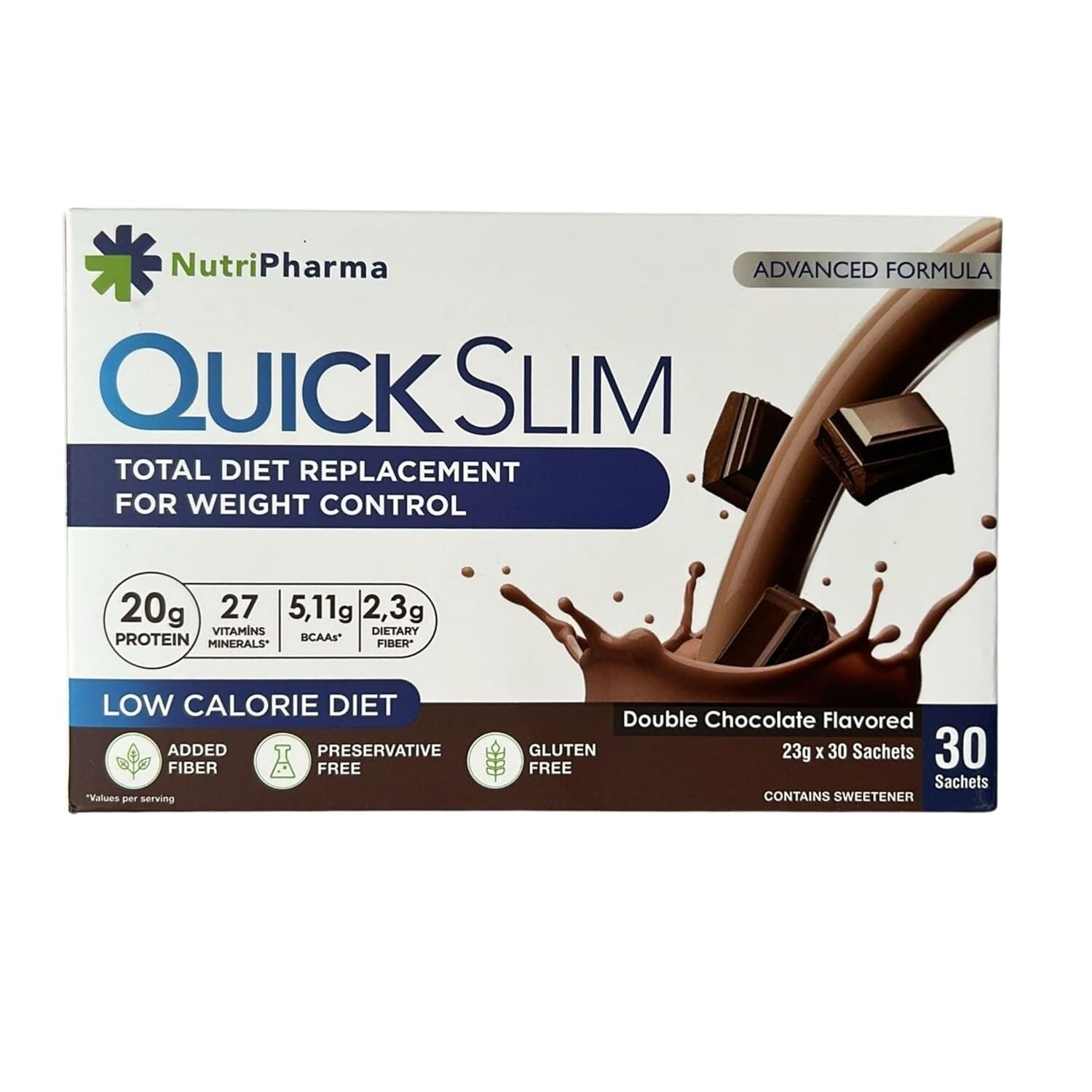 30 Servings Quick Slim Shake – Delicious Weight Loss Shake with Vitamins & Fiber