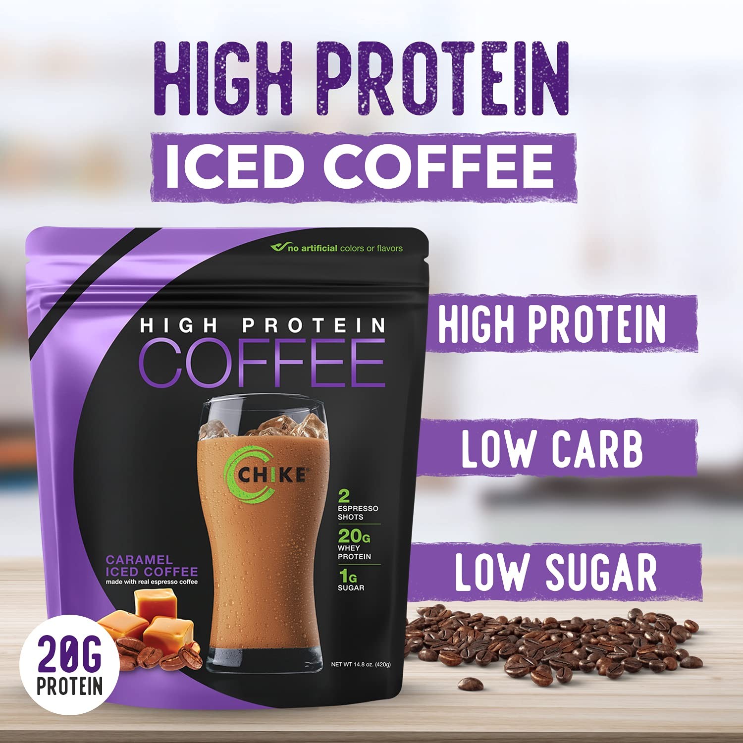 Chike Caramel High Protein Iced Coffee – 20g Protein, 2 Espresso Shots, 1g Sugar