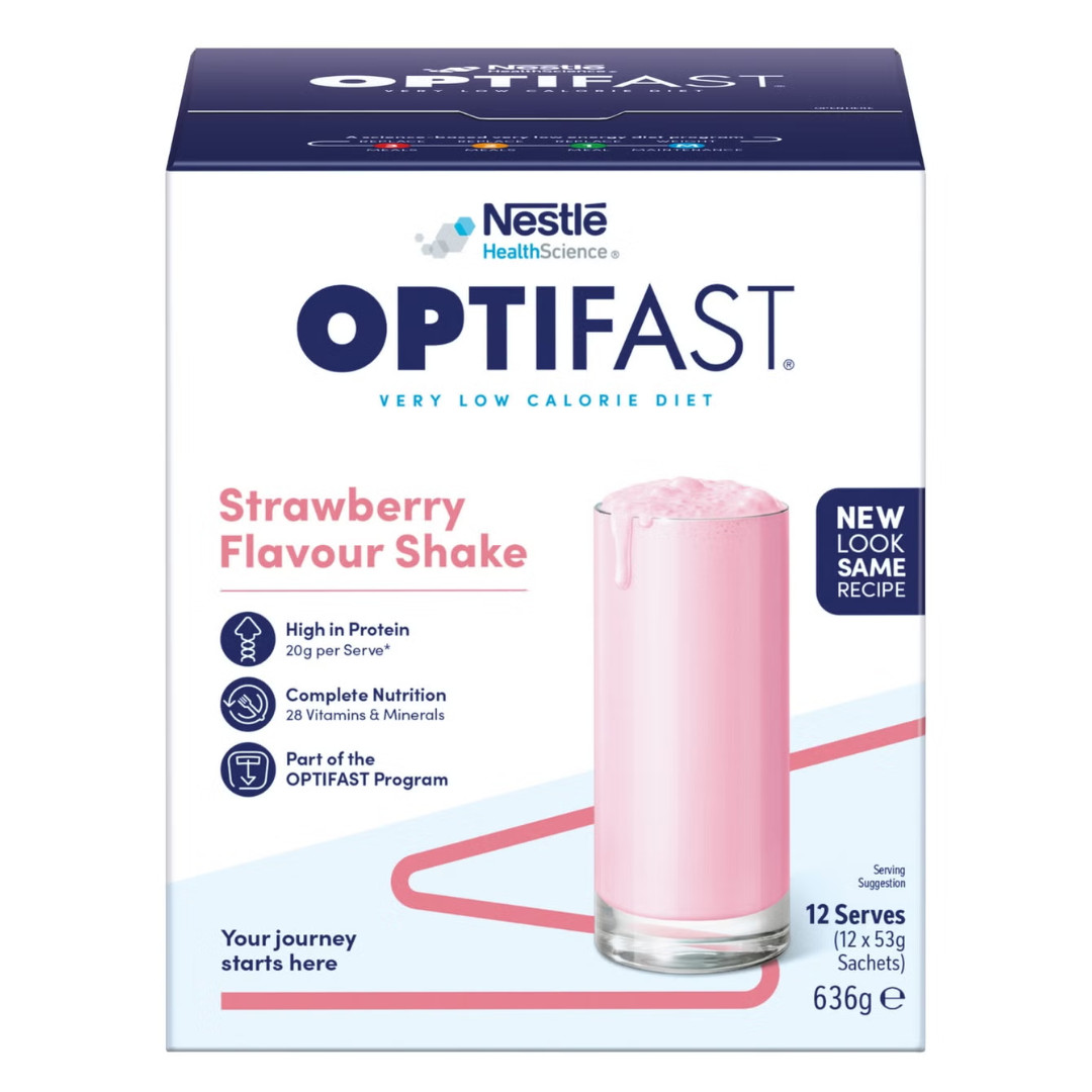 Optifast VLCD Weight Loss Diet Strawberry Flavour Shake Sachet 12 x 53g