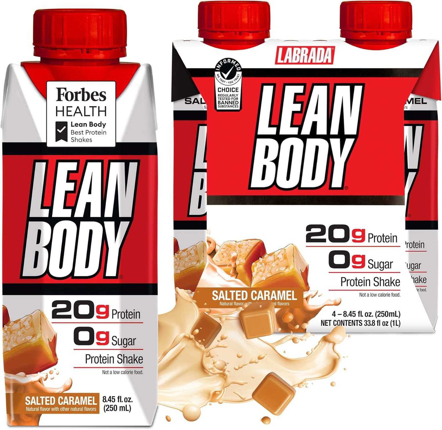 Lean Body Ready-to-Drink Salted Caramel Protein Shake, 20g Protein, Whey Blend,