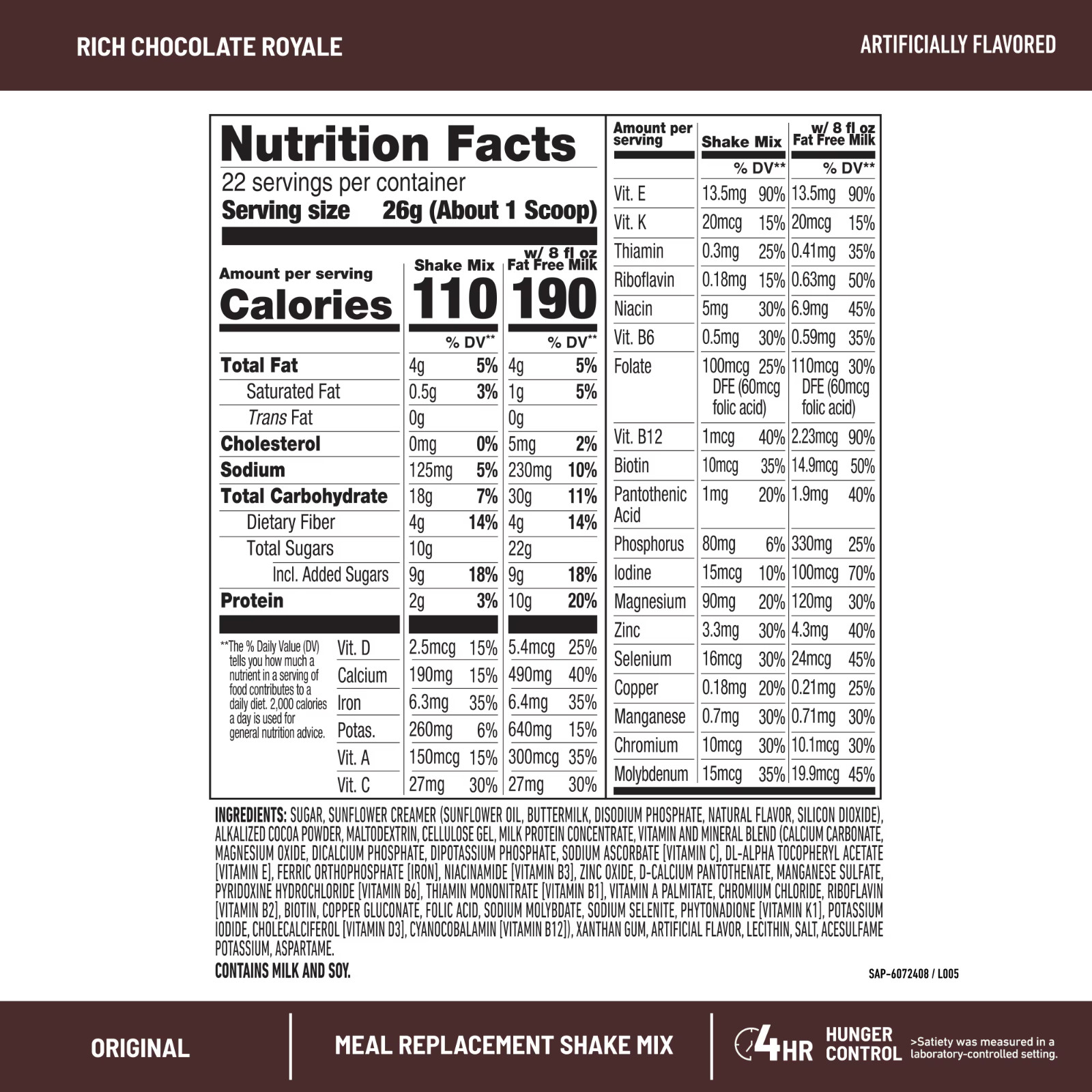 Slimfast Original Meal Replacement Shake Mix, Rich Chocolate Royale, 20.18 Oz, 2