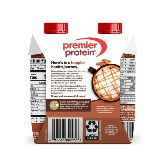 Premier Protein Coffeehouse Caramel Macchiato Shake 4 Ct 2 Pack 30g