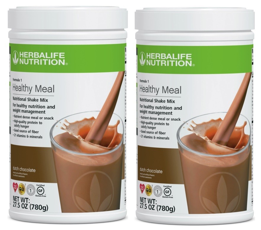 2X Herbalife Formula 1 Healthy Meal Nutritional Shake Dutch Chocolate 750g