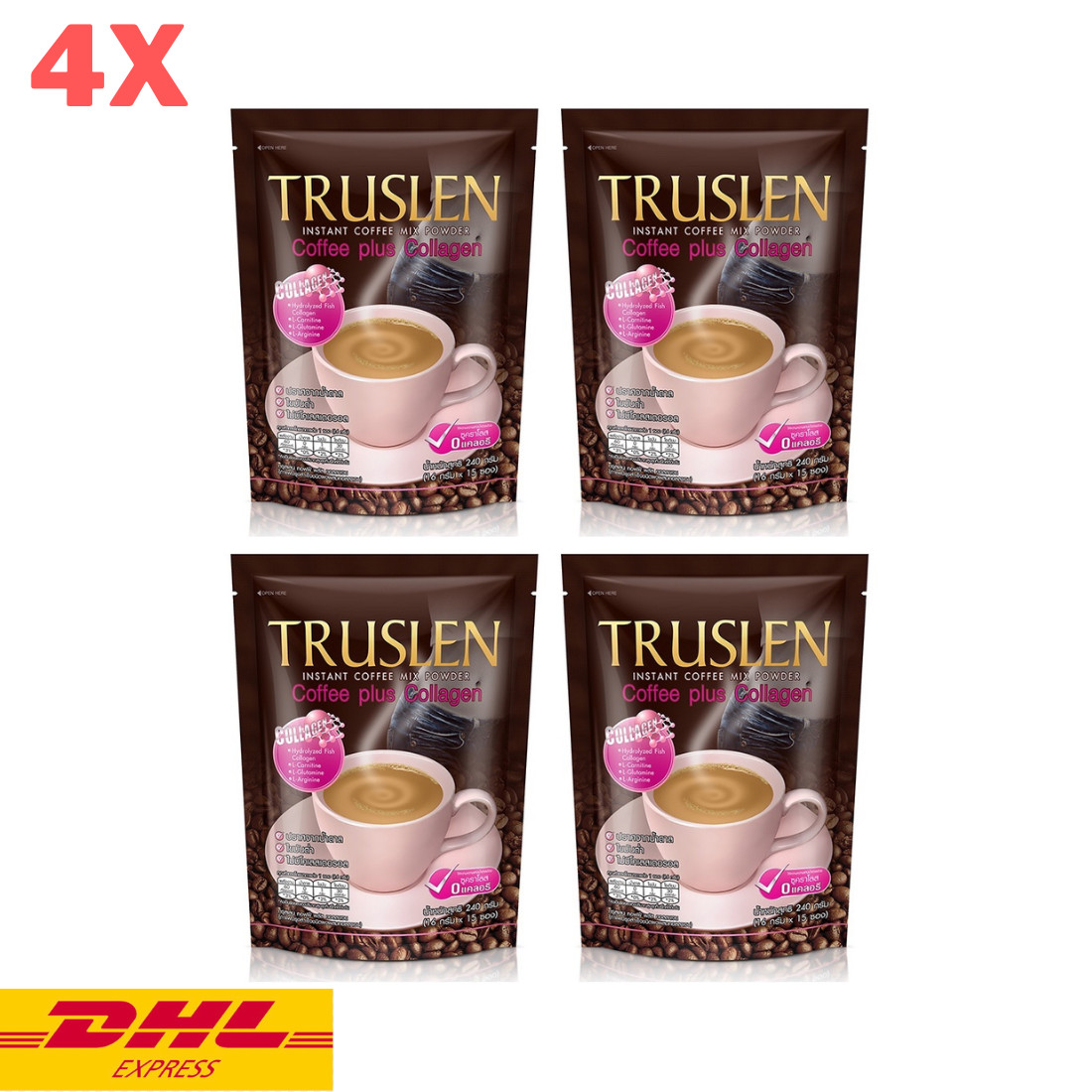 4x Truslen Coffee Plus Collagen Instant Mix Powder Slimming Weight Control Diet