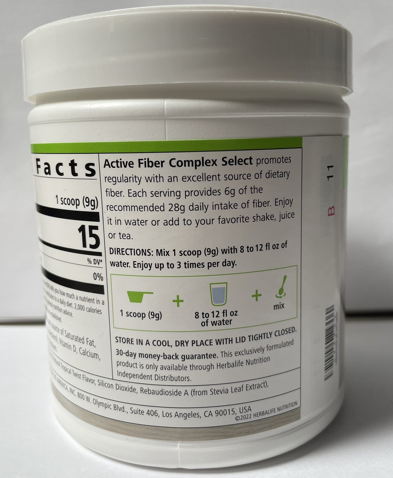 Herbalife Active Fiber Complex Tropical Twist 9.5 oz Excellent Source Of Soluble