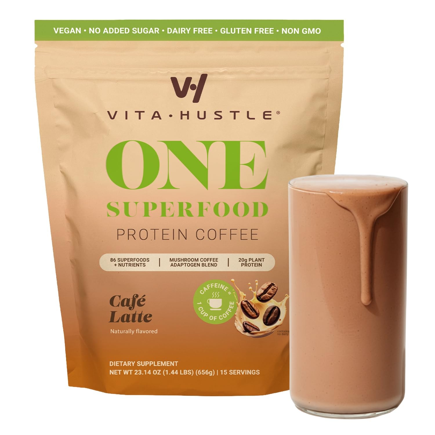 VitaHustle ONE Meal Replacement Shake Plant Based Protein Powder by Kevin Ha…