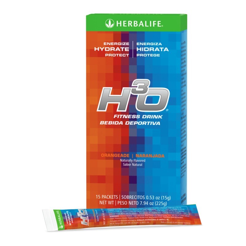 Herbalfie H³O Fitness Drink – Orangeade | 15 Hydration Packets | Electrolytes