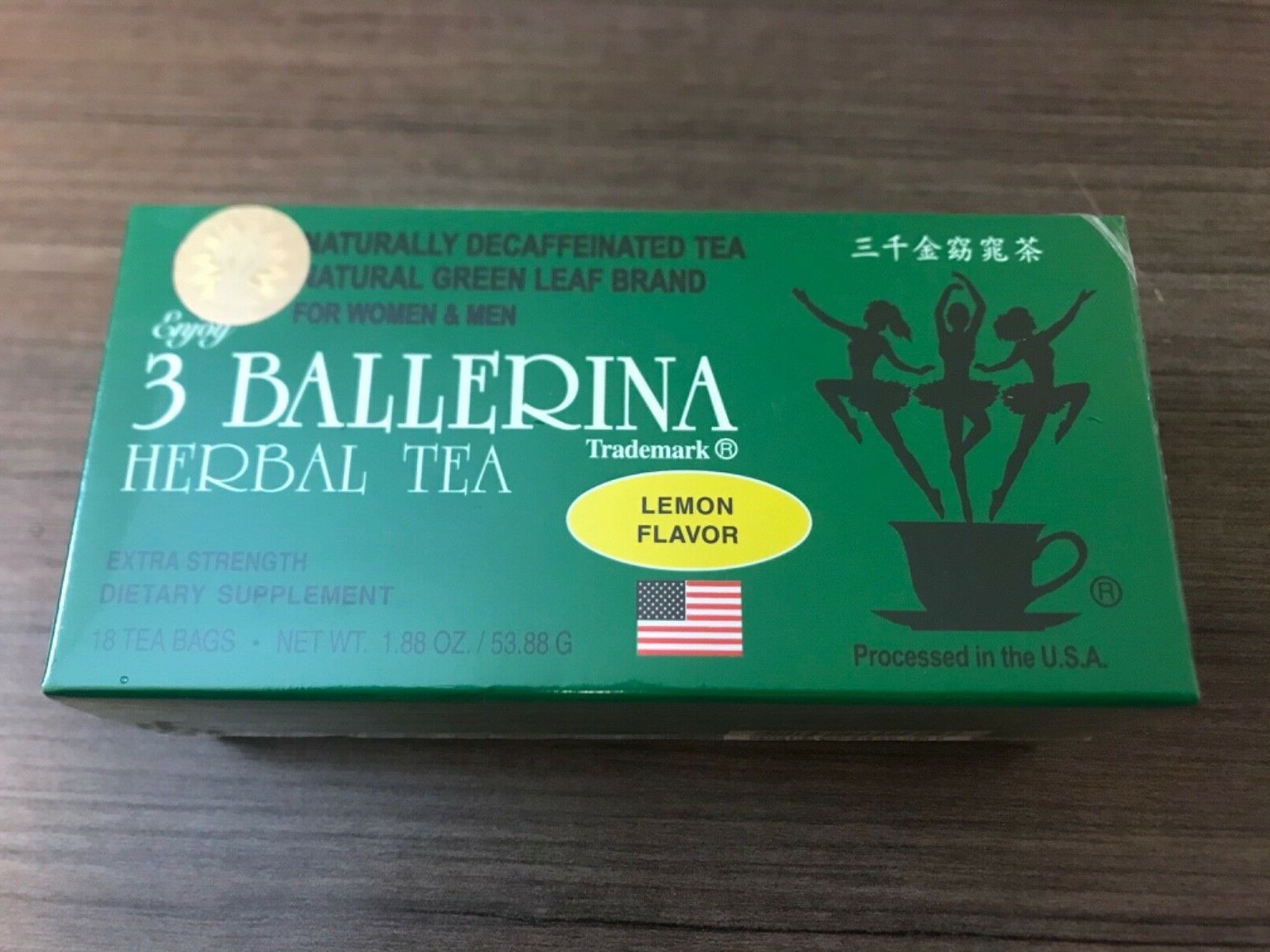 1 Box of 18 Tea Bag Diet Tea Men/Women Drink Extra Strength, 3 Ballerina, Lemon