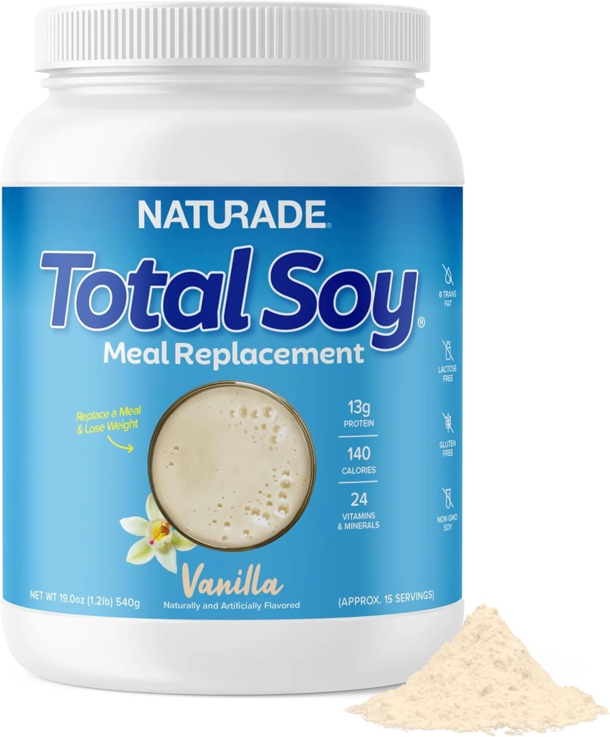 Delicious Vanilla Total Soy Shake, 13g Protein, 1.2 lb – Perfect for Weight Loss