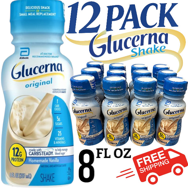 Glucerna Diabetic Nutritional Shake Vanilla 12G Protein Original 12 PACK 8 OZ EA