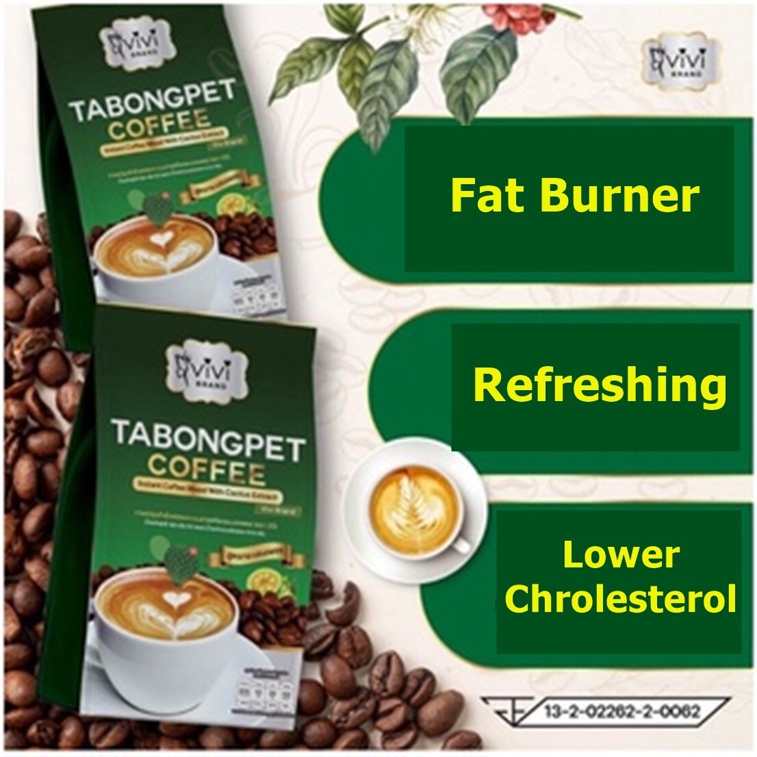 3x Coffee Fat Burner Cactus Free Tabongpet Extract Fast Sl im Sugar Instan