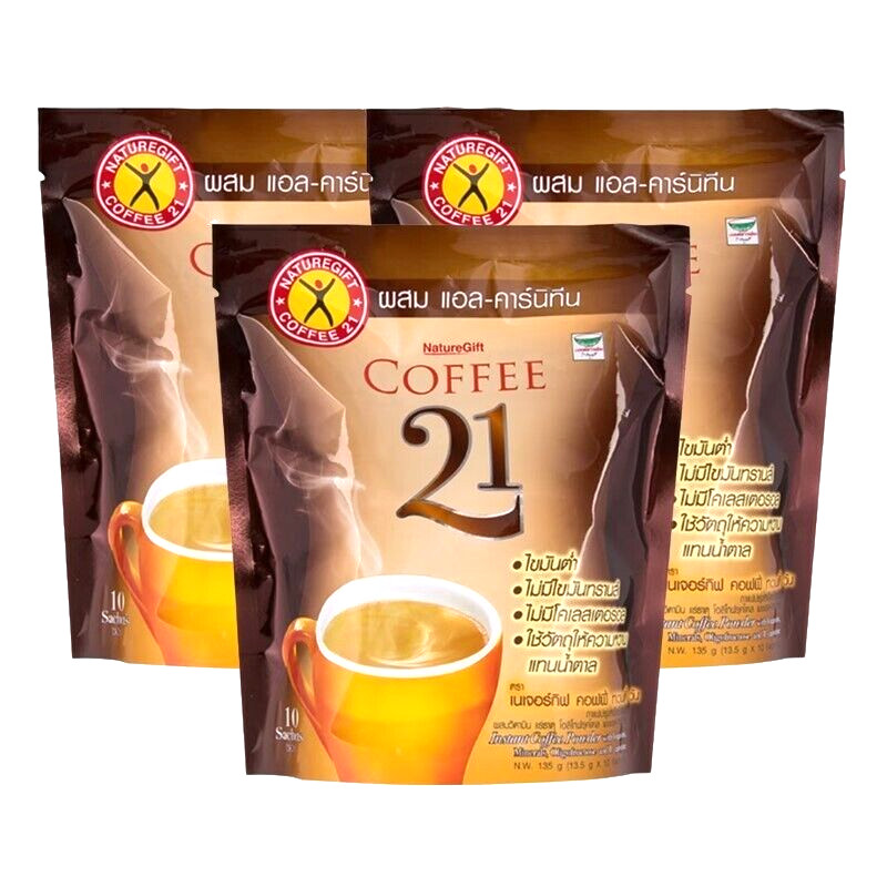 Coffee 21 Naturegift Weight Plus Slimming L-Carnitine Fat Diet Low Carnitine x3