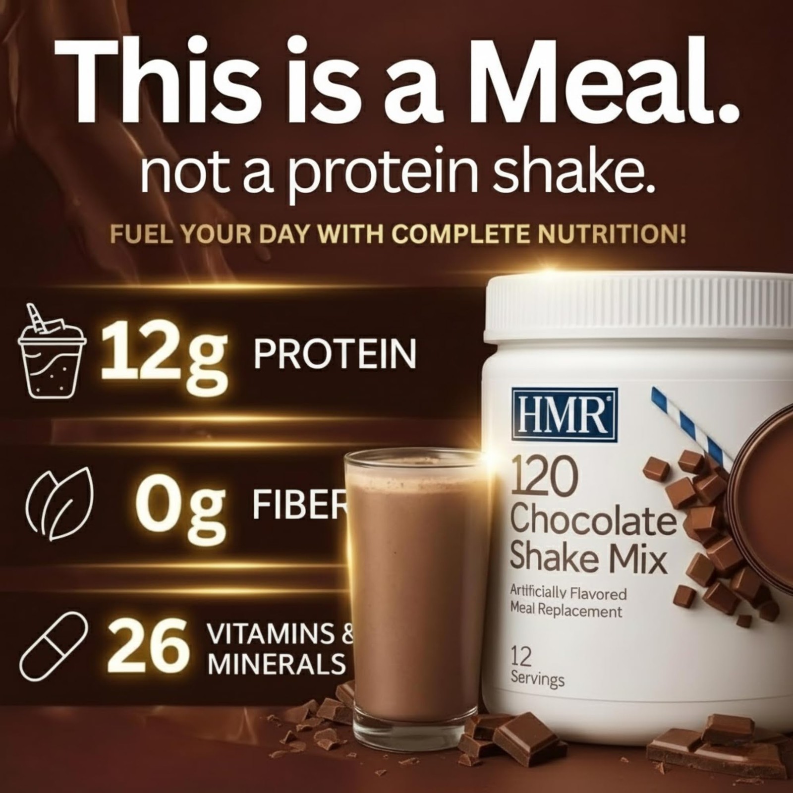 HMR 120 Chocolate Shake Meal Replacement Powder | Chocolate Shake Mix to Sup…