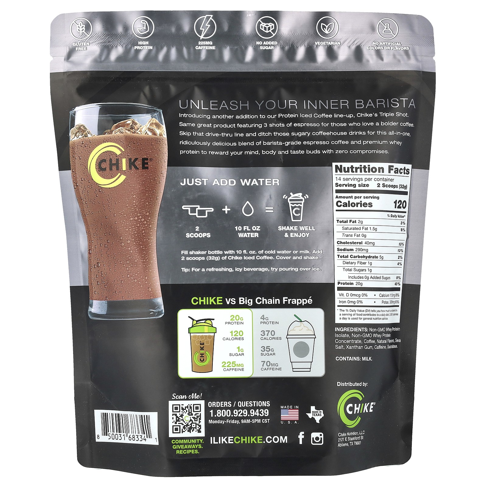 Protein Iced Coffee, Triple Shot, Espresso & Cream, 15.8 oz (448 g)
