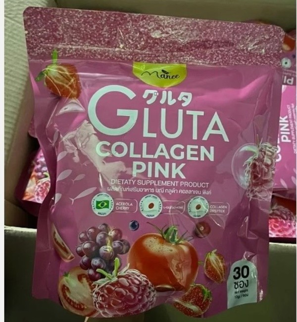 3 x 30 sachets Manee Gluta Collagen Pink Natural Mixed Fruits Extract Supplement