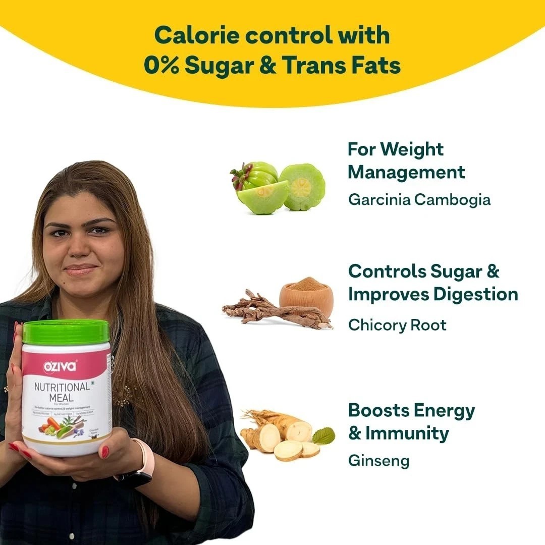 OZiva Nutritional Meal for Women | Meal Replacement Shake Chocolate (453gm)