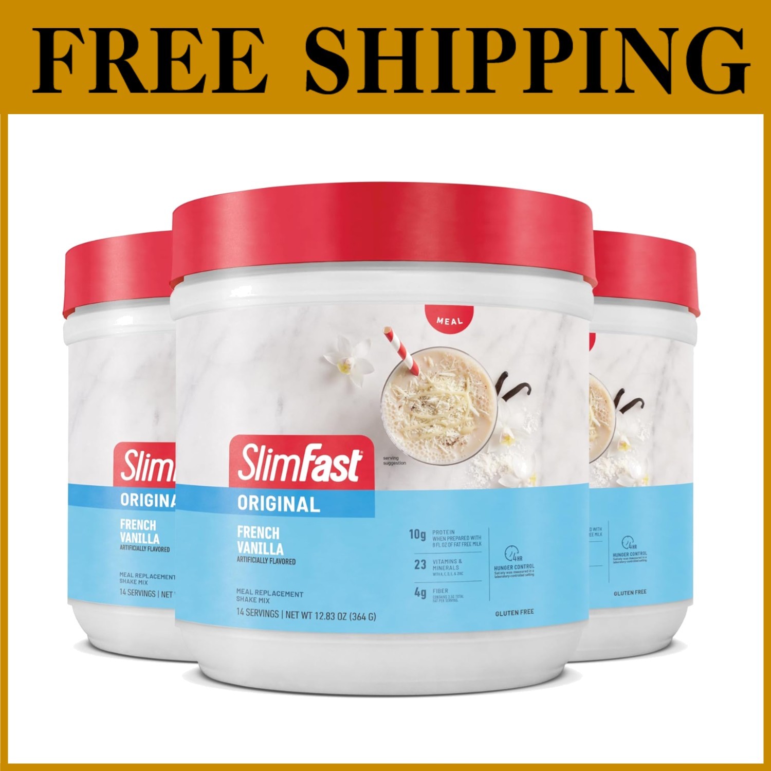 French Vanilla Protein Shake, 24 Vitamins, 4g Fiber