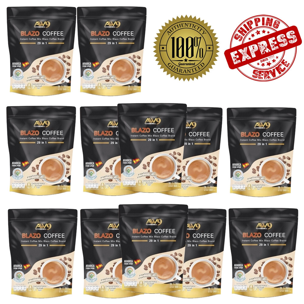 12x BLAZO COFFEE INSTANT MIX 29-IN-1 Herbs Arabica Weight Management Sugar Free