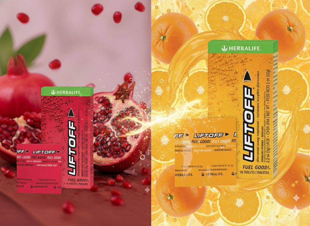 Herbalife Liftoff Energy 2‑Pack (Exp. 05/2027, 10 Tabs/Pack) Pomegranat & Orange