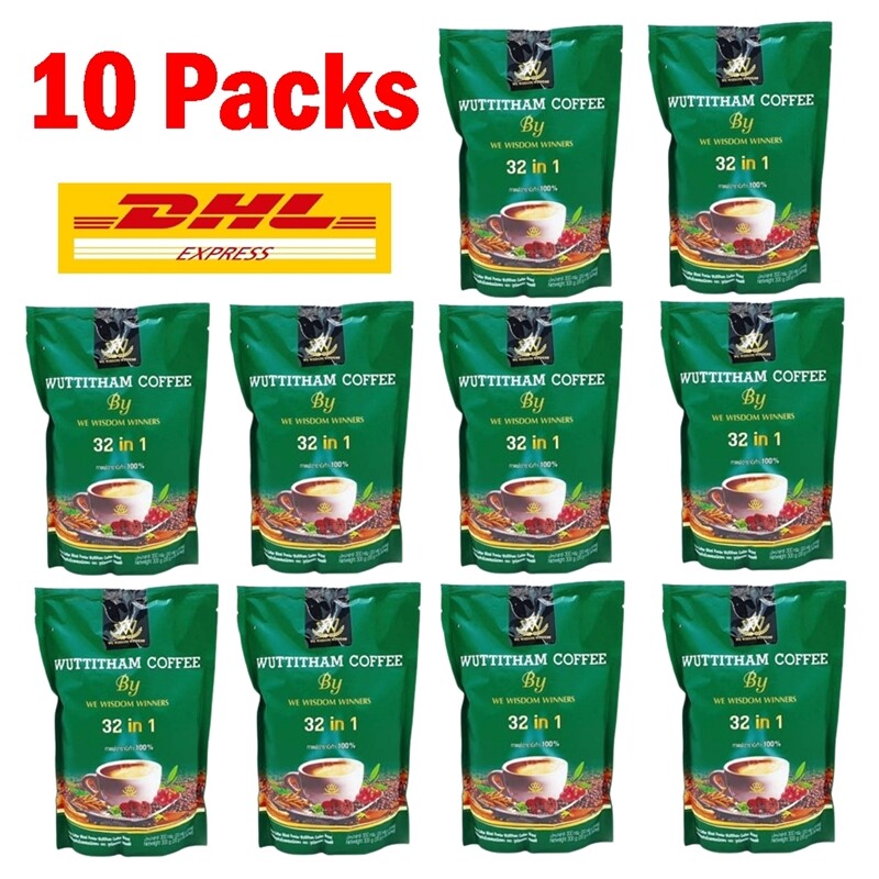 10x Wuttitham Coffee Herb Health Instant Coffee Mixed Weight Control Sugar Free