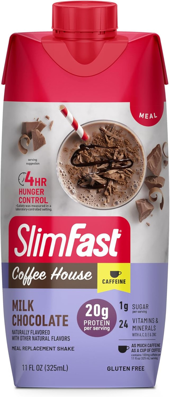 SlimFast Protein Shake, Milk Chocolate, 20g Protein Meal Replacement 11oz, 12 ct