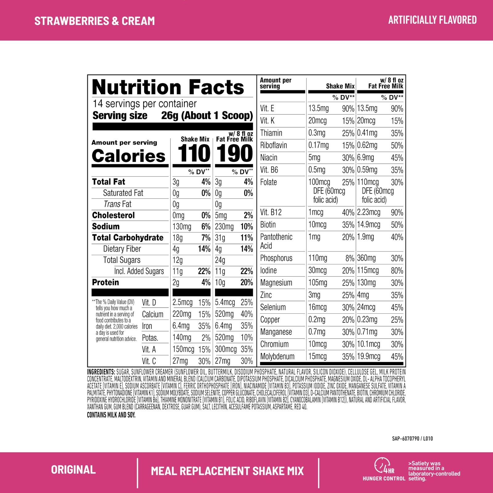 3 Pk 12.83 Ounce SlimFast Meal Replacement Powder, Original Strawberries & Cream