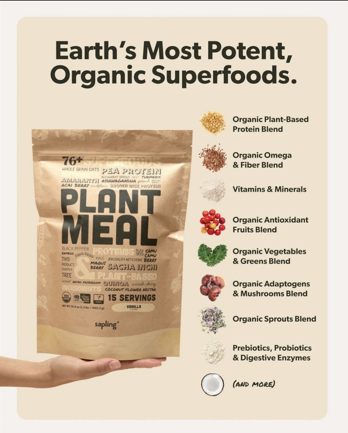 Plant Meal Replacement Shake – Vanilla – 25g of Plant Based Vegan Protein Pow…