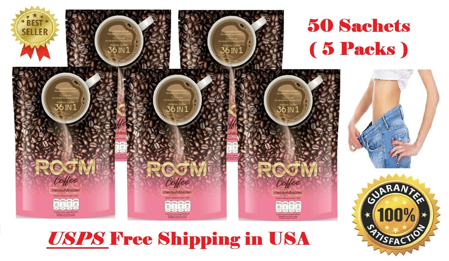 Room Coffee Arabica Weight Detox Collagen Management Control 50 Sachets Burn Fat