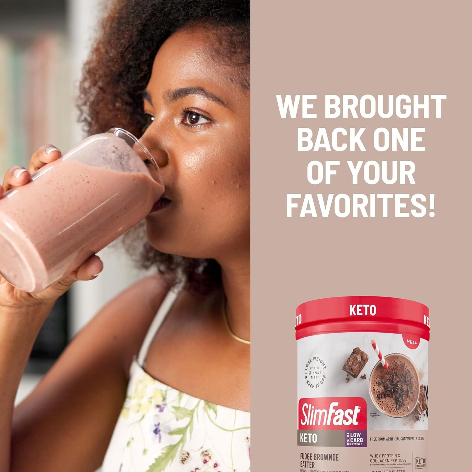 Decadent Keto Meal Replacement Shake – Fudge Brownie, 10 Servings – Gluten-Free