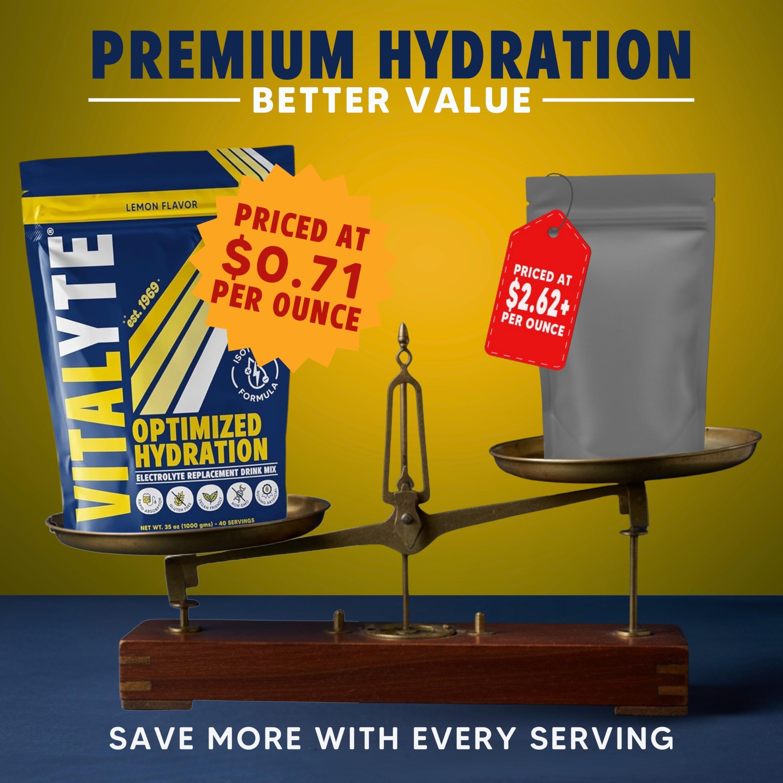 Vitalyte Electrolyte Powder Drink Mix, Isotonic Pack of 1