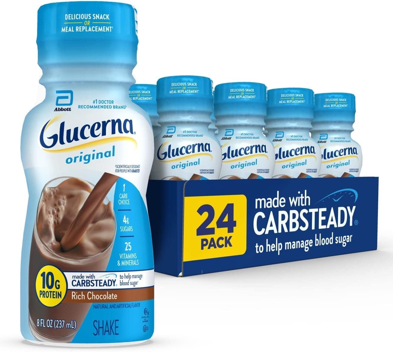 Diabetic Meal Replacement Shake – Rich Chocolate, 10g Protein, 24 Ready-to-Drink