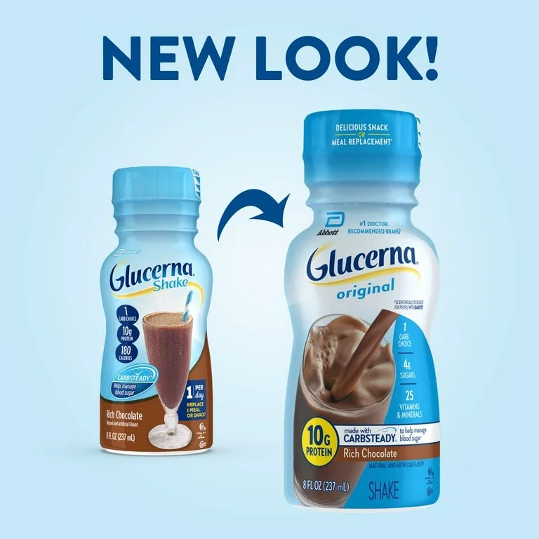 ••Glucerna Nutritional Shake, Rich Chocolate 🍫 8-fl-oz, ••6 Bottles••