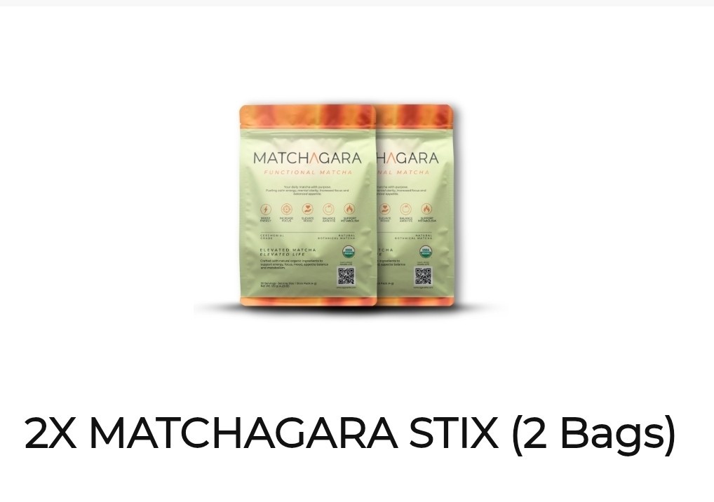 Matchagara Organic Matcha Powder Drink Stix 2 Bags 120g Boost Energy Metabolism