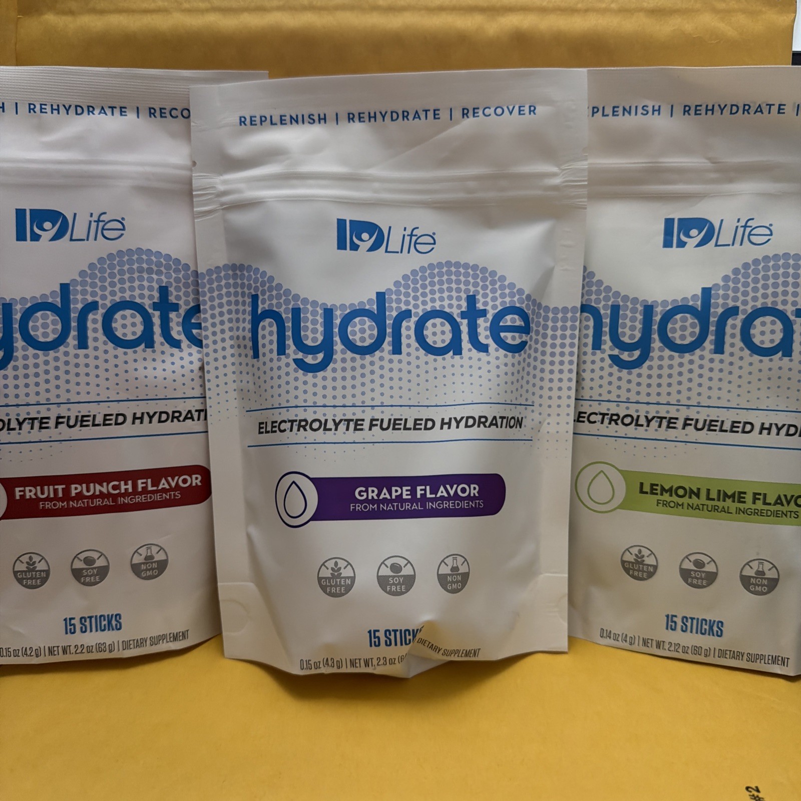 IDLife Hydrate Fruit Punch, GRAPE, LEMON LIME Electrolyte Hydration 15 Sticks @@