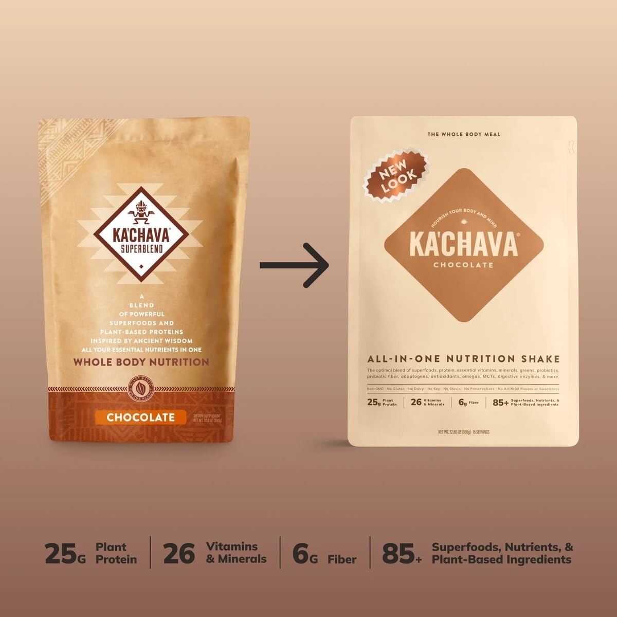 Ka’Chava All-In-One Nutrition Shake Blend Chocolate 15 Servings 85+ Superfood..