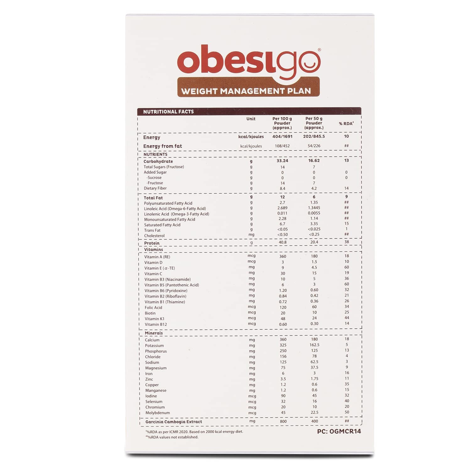Obesigo BLCD – Meal Replacement Weight Loss & Weight Management (7 Sachets*50g)