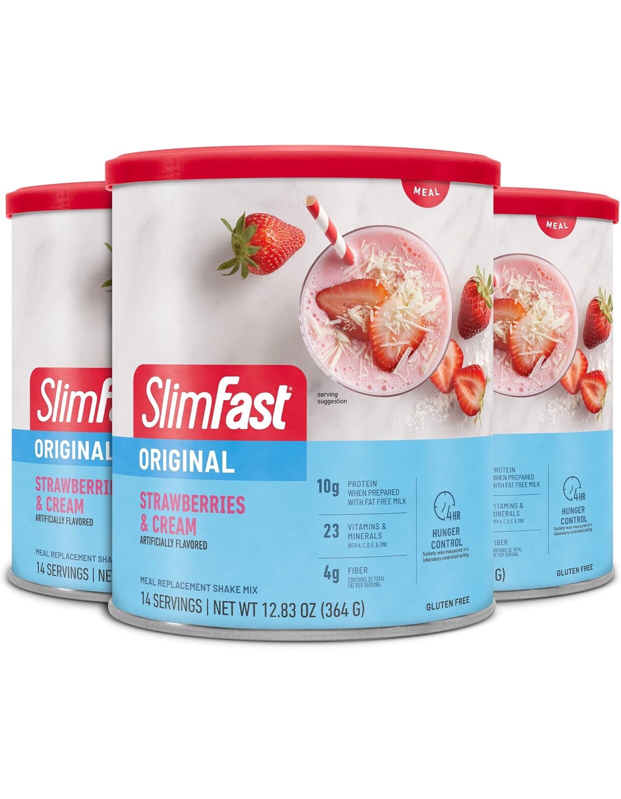 3 PK*SlimFast Original Meal Replacement Shake Mix~Strawberries & Cream~12.83 oz.