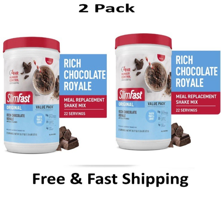 2X SlimFast Original Rich Chocolate Royale Meal Replacement Shake 20.18 Oz 02/28
