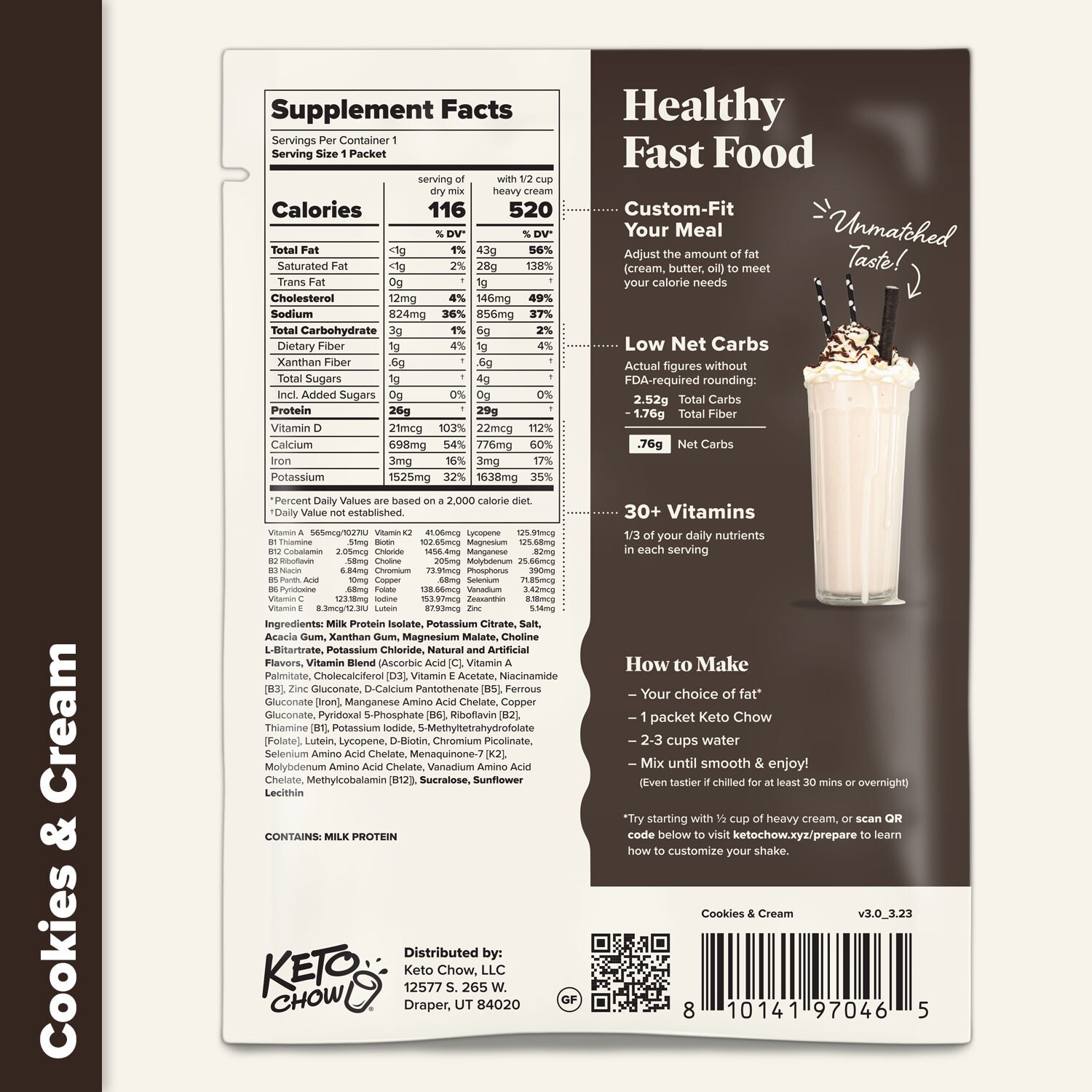 Cookies and Cream Keto Chow