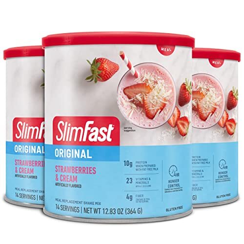 3Pack SlimFast Meal Replacement Powder Original Strawberries & Cream 14 Servings
