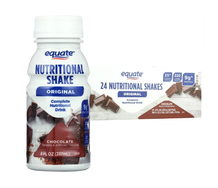 Equate Original Meal Replacement Nutritional Shakes, Chocolate, 8 fl oz