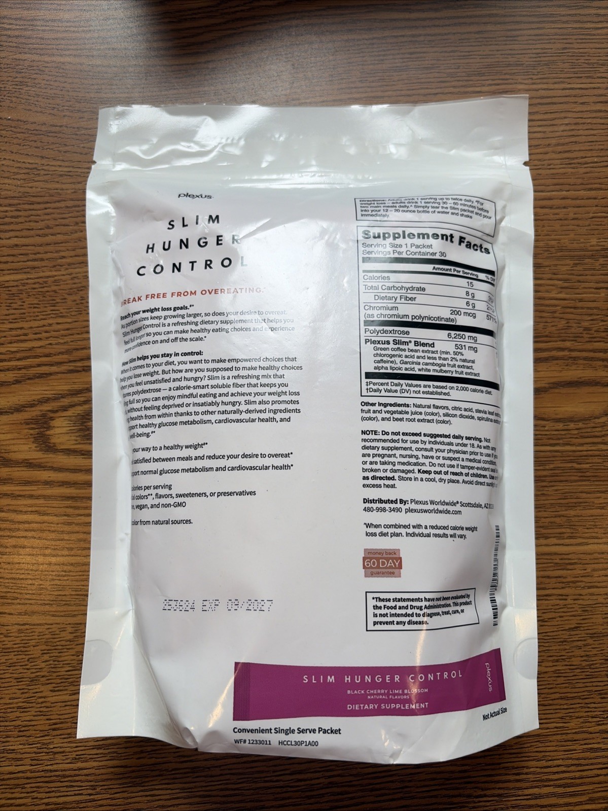 Plexus Slim Hunger Control Black Cherry Lime Blossom 30 Packets New Exp 09/2027