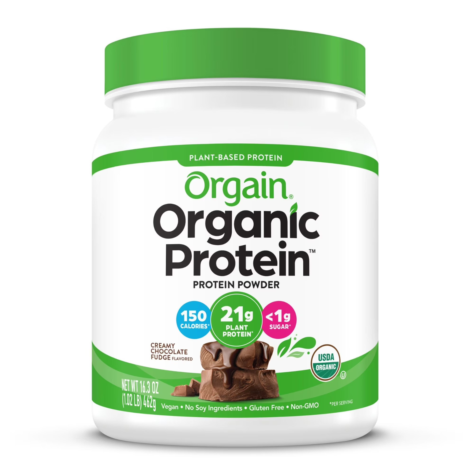 Orgain Organic Vegan Plant Based Protein Powder Chocolate Fudge 21g 1.02 lbs New