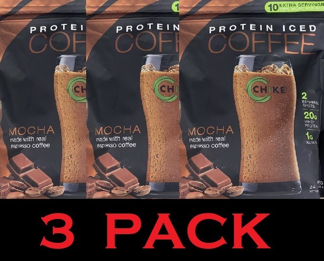 Chike Ice Coffee HIGH PROTEIN Whey Powder Mocha 27.1 oz Bag – 3 PACK