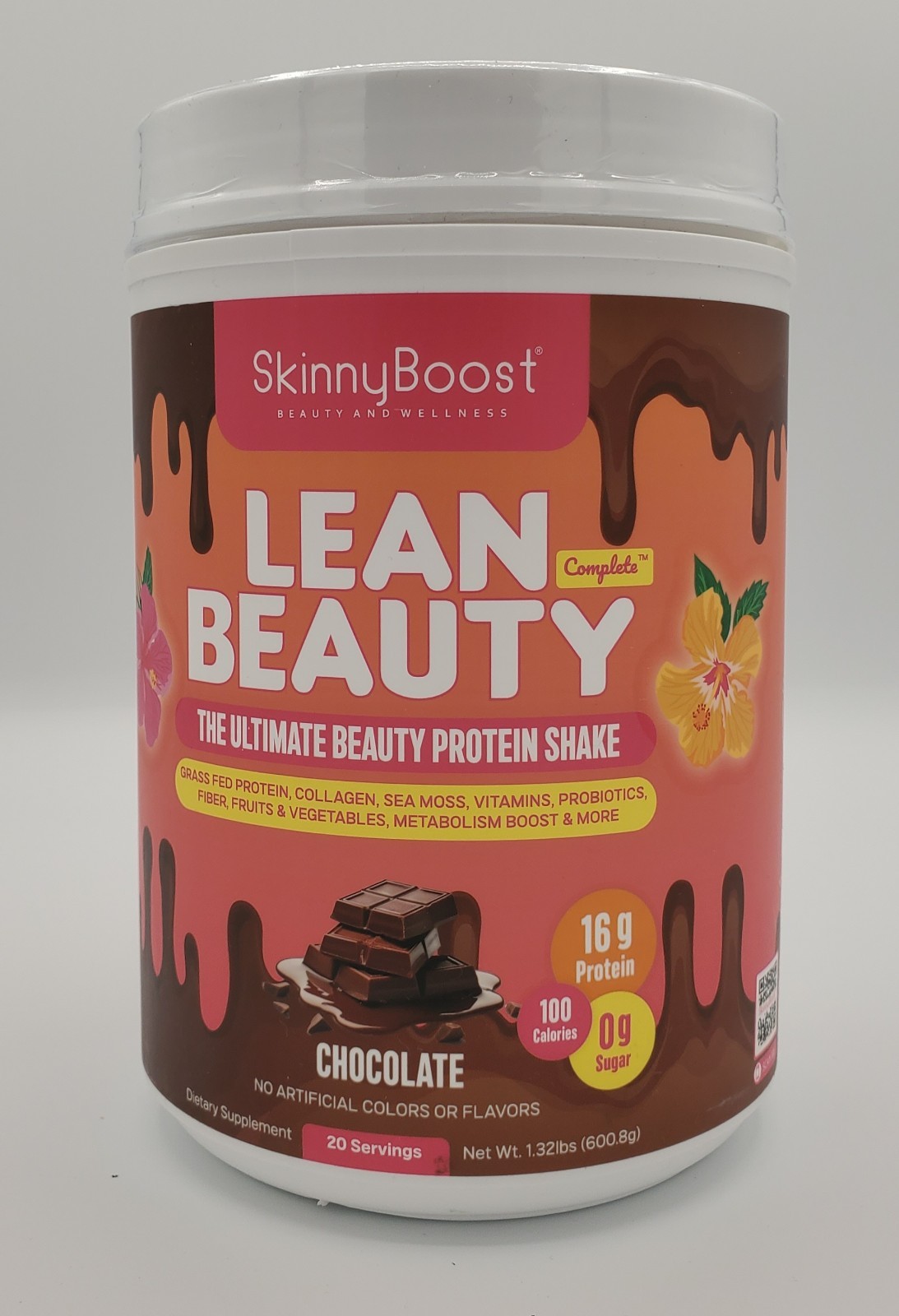 Skinny Boost Lean Beauty Collagen Grass Fed Protein Shake Chocolate 1.32lbs
