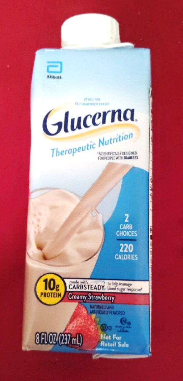 •Glucerna Nutritional Shake, Creamy Strawberry🍓 8-fl-oz Bottle, *24 Pack• G.F.