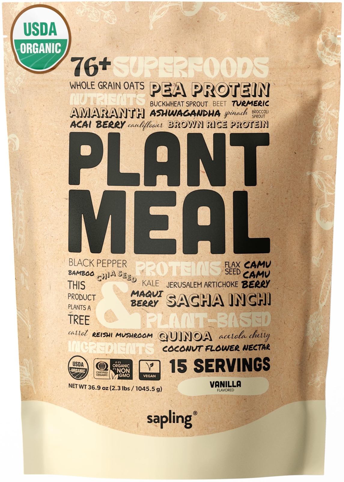Plant Meal Replacement Shake – Vanilla, 25g Vegan Protein, 15 Servings